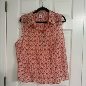 Chic Women's Sleeveless Pink Patterned Top